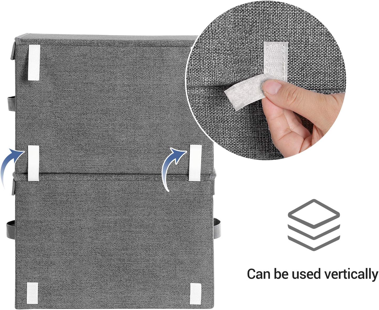 SONGMICS Stackable Storage Bins - Set of 2 Non-Woven Fabric Organizers with Lids & Windows | Dark Gray