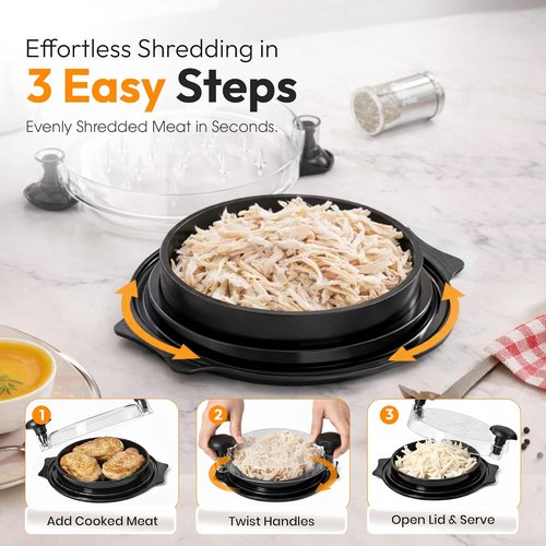 Chicken Shredder Tool Twist by [Brand Name] - Large Manual Meat Shredder for Chicken, Beef & Turkey | BPA-Free, Ergonomic Handle, Dishwasher Safe (Black)