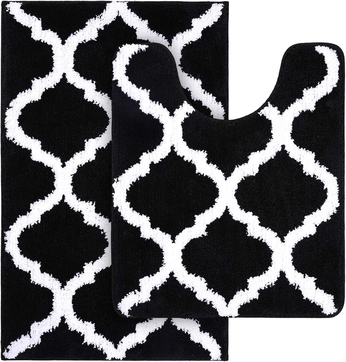 OLANLY Bathroom Rugs Set - 2-Piece Microfiber Bath Mats | Non-Slip, Absorbent, Machine Washable (Black, 30"x20" + 24"x20")