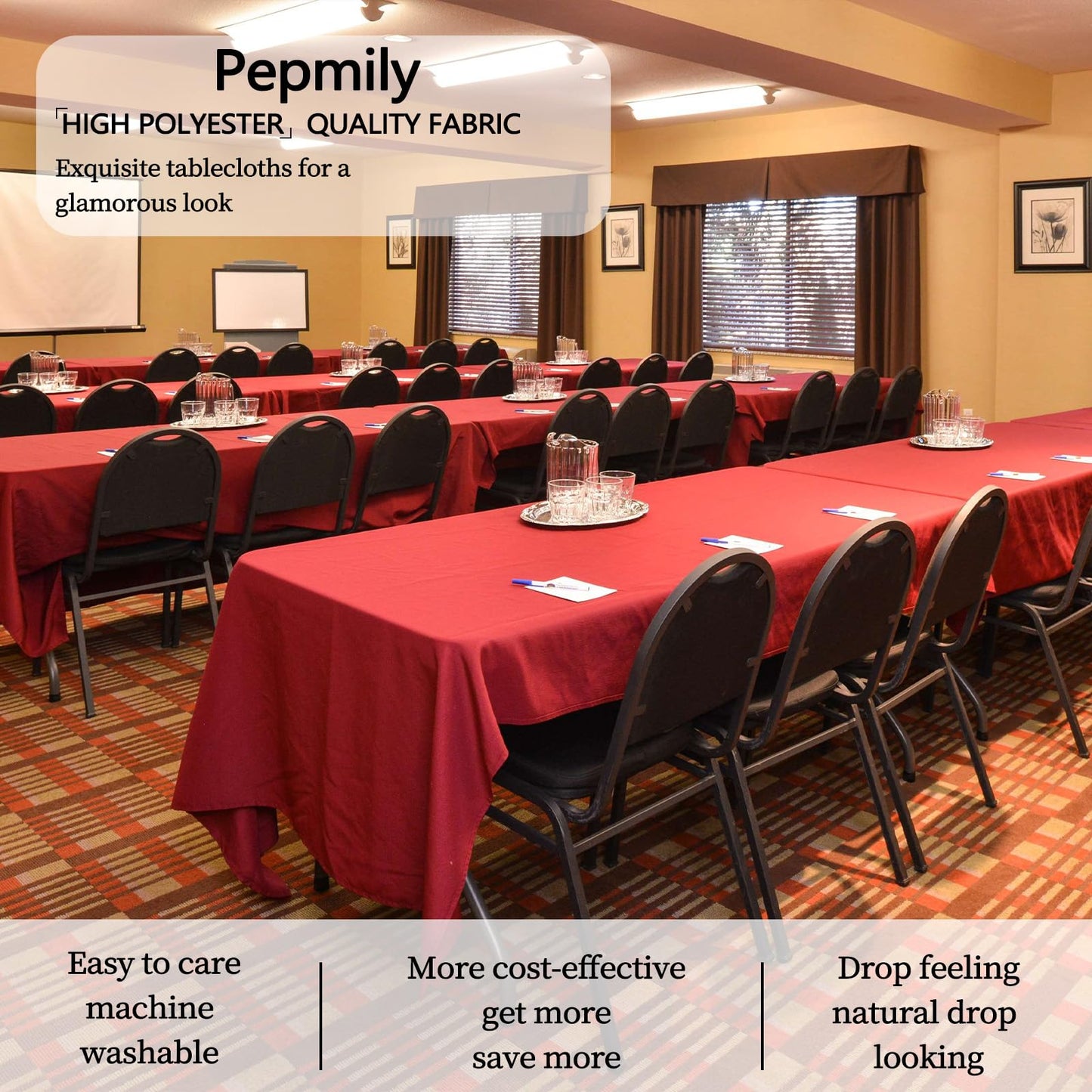 pepmily 8 Pack Red Tablecloth 60x126 Inch Rectangle Tablecloths for 8 Foot Rectangle Tables, Table Cloth Washable Polyester Fabric Rectangular Table Cover for Dining Banquet Wedding Party