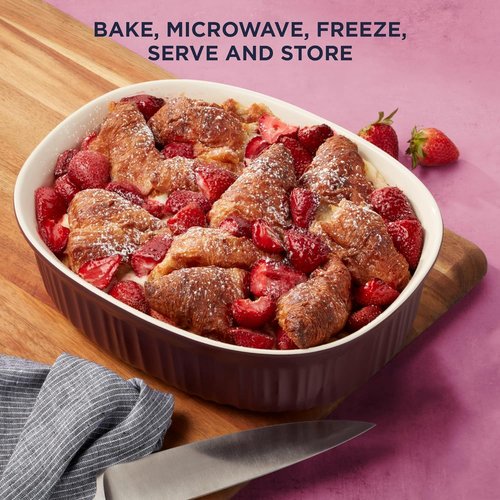 CorningWare Ceramic Bakeware Set - Chip & Crack Resistant Stoneware | 6-Piece French Cabernet, Safe for Microwave & Oven