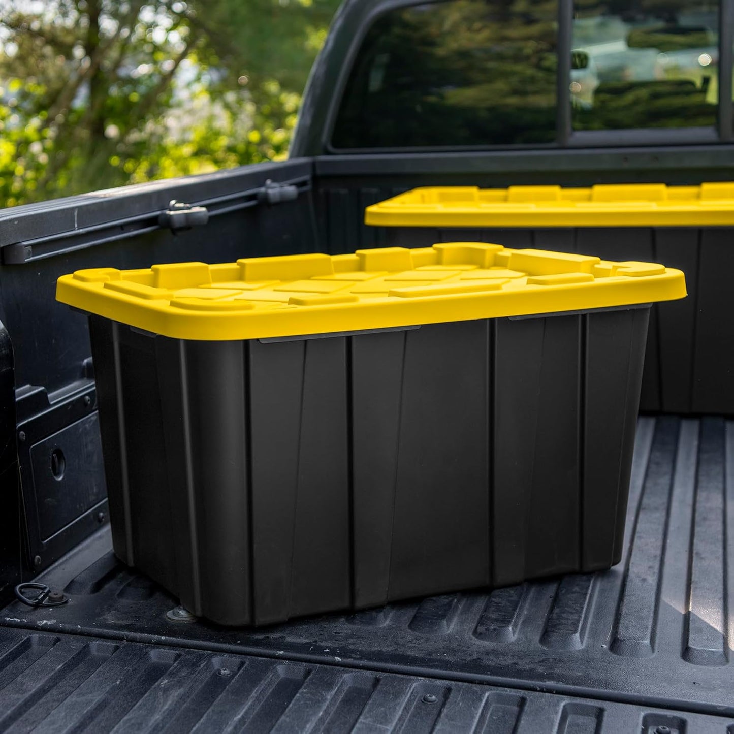Sterilite 12-Pack Industrial Tote | Heavy-Duty Plastic Storage Bins with Lids - 27 Gallon for Organizing Closet, Bathroom, Office