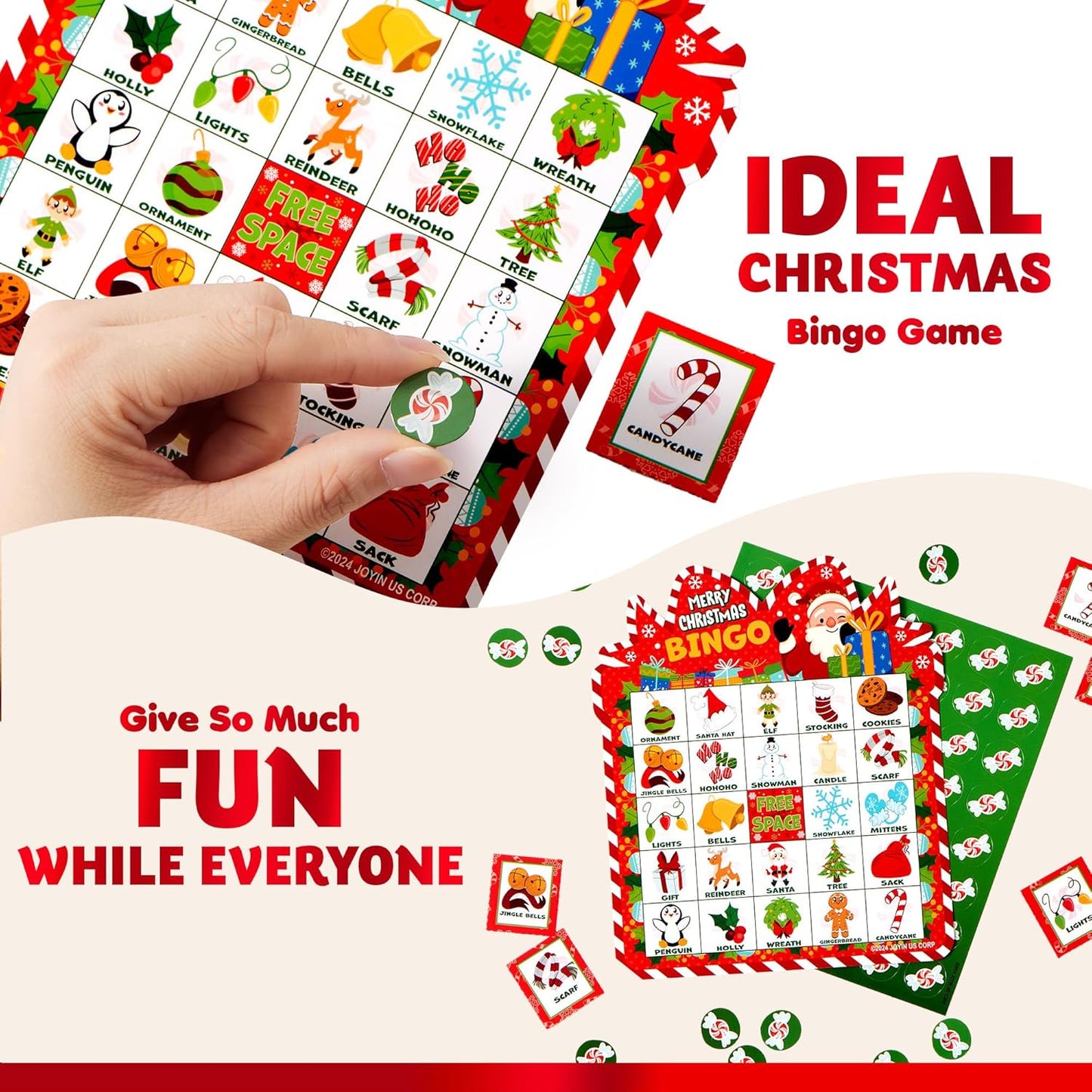 JOYIN Christmas Bingo Cards - Fun 30-Player Game for Kids & Family | Holiday Indoor Party Activity