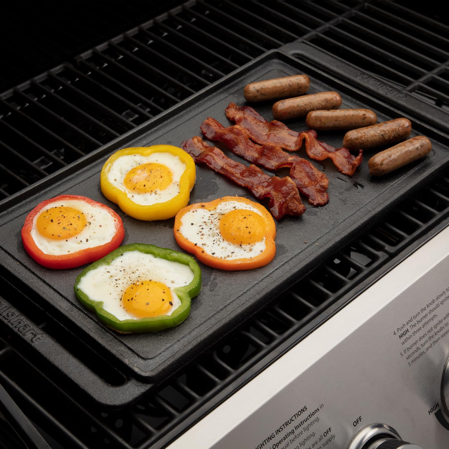 Cuisinart Reversible Cast Iron Grill/Griddle Plate, 15.75” x 9” Pre-Seasoned Cooking Surface with Flat and Ribbed Sides, Stovetop Griddle for Electric Ranges, Use on Stove, Campfire, or Gas Grill