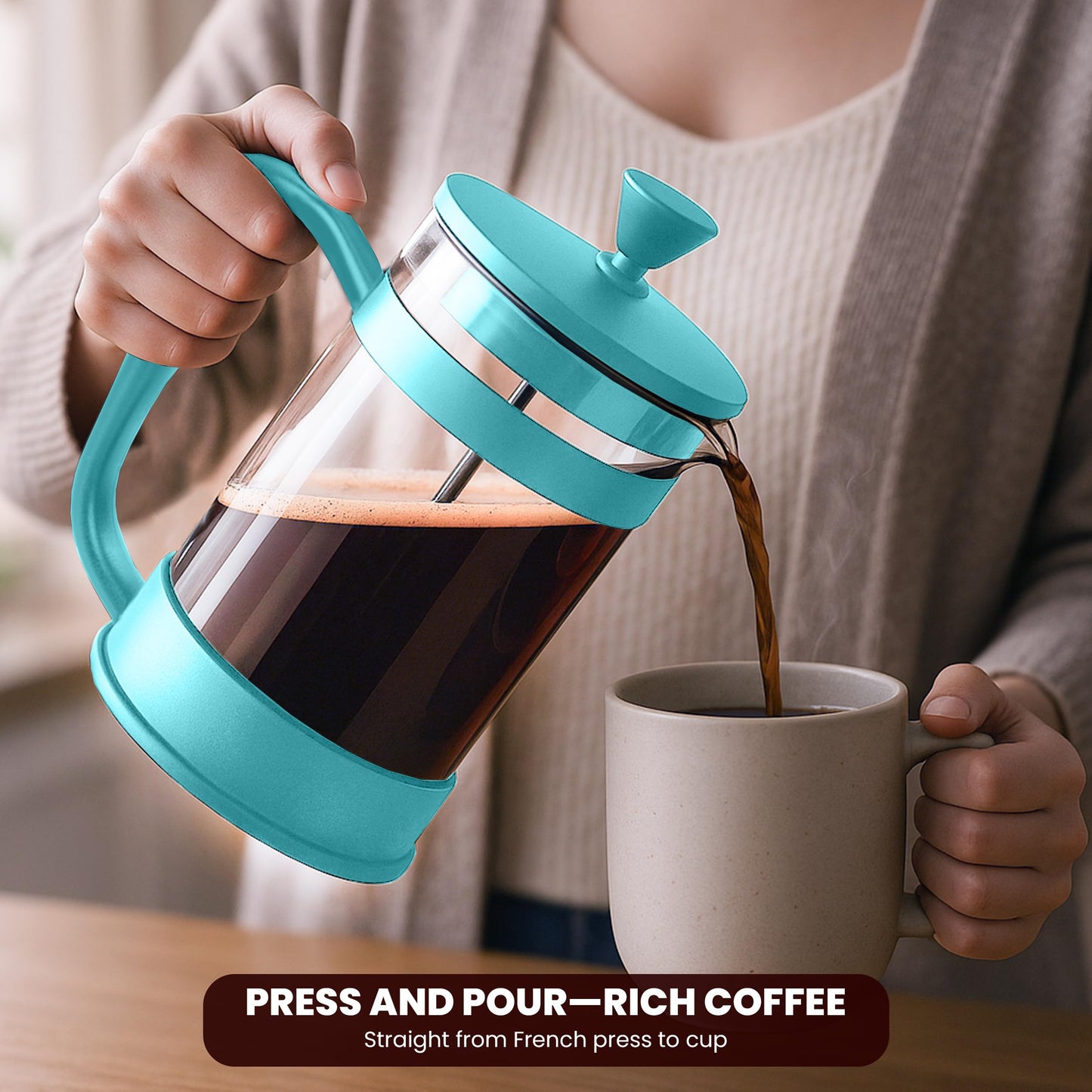 Utopia Kitchen 12 Ounce 0.35 Liter French Press Coffee Maker, Tea Maker, Travel Coffee Presses, Heat Resistant Thickened Borosilicate Coffee Pot for Camping Travel Gifts, Gold Pack of 1