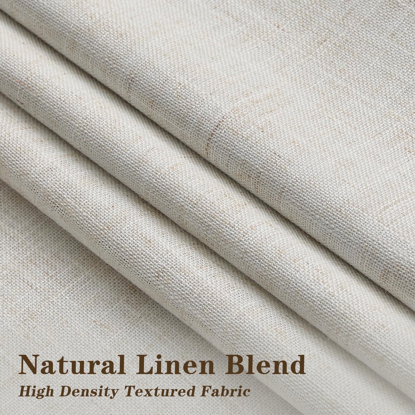 IVAPUPU Pinch Pleated Linen Blackout Curtains for Bedroom, Natural Full Black Out Curtains 84 Inches Long for Living Room Darkening Thermal Insulated Neutral Pleat Drapes with 16 Hooks, 2 Panels