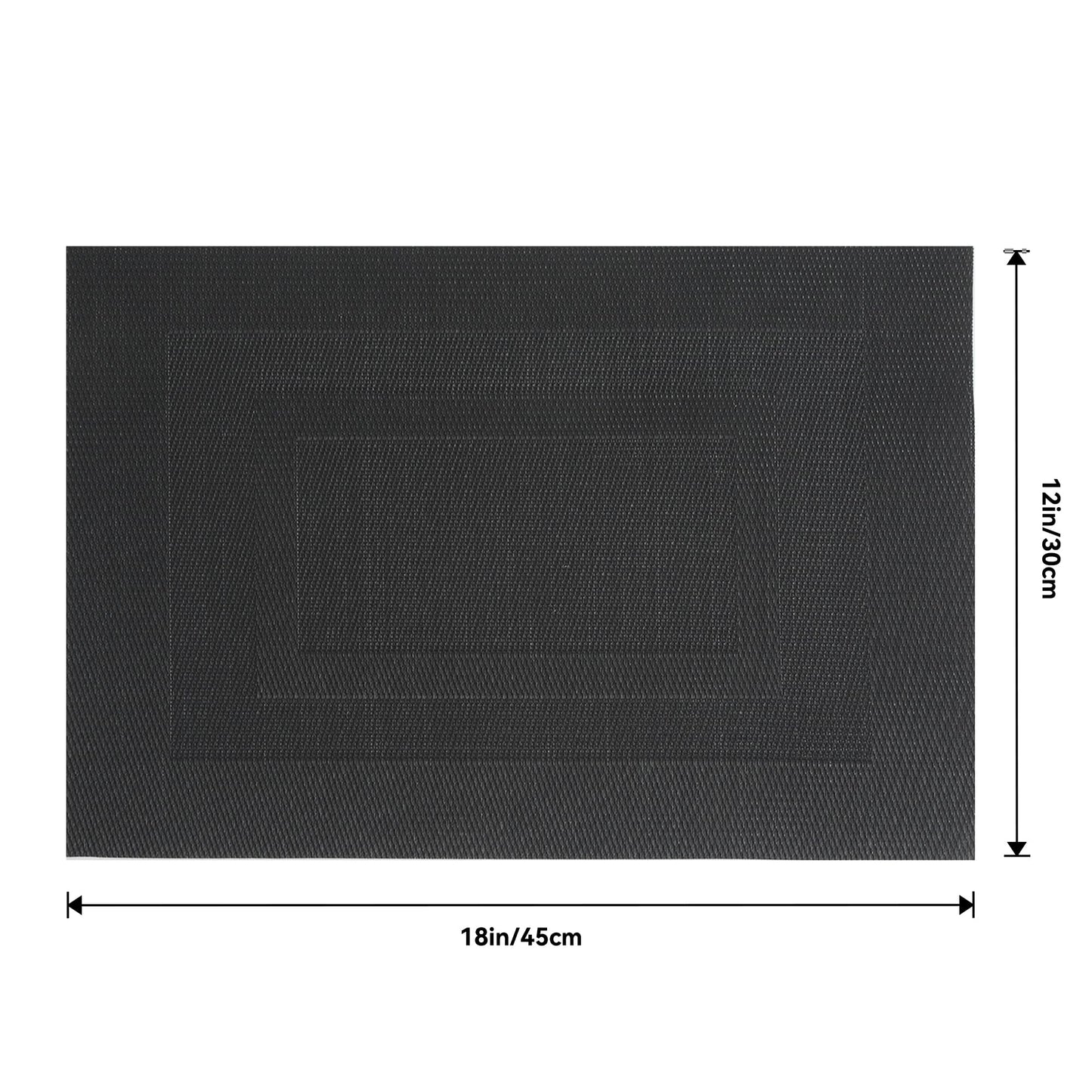 Leetaltree Black Frame Placemats Set of 4 - Heat Resistant Non-Slip Place mats for Dining Table, Washable Durable PVC Vinyl Woven Table Mats（Black Frame, 4）