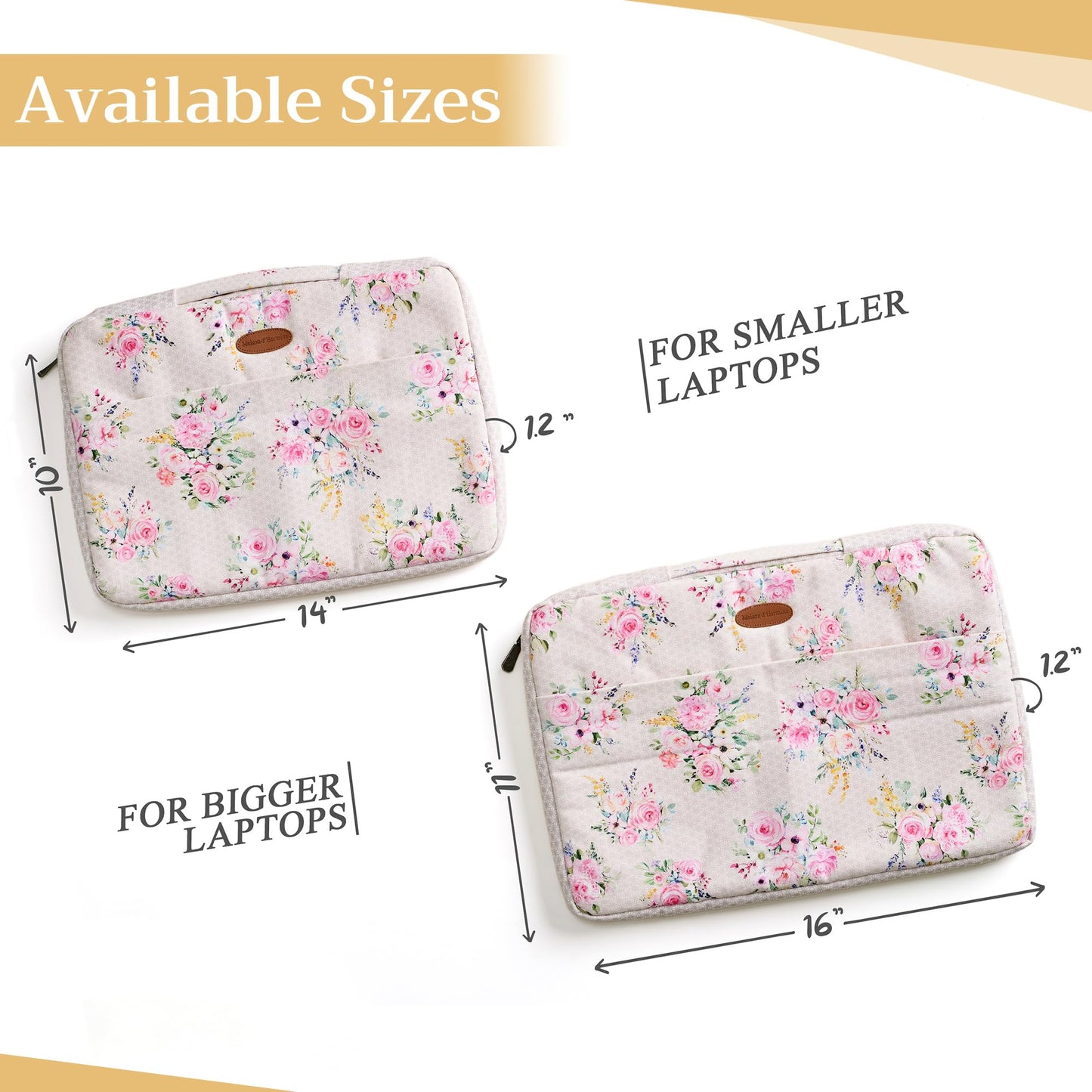 Maison d'Hermine Laptop Sleeve case Upto 13.5 inch Stain and Water Repellent Cotton Canvas Easter Gifts - Sweet Rose Lavender