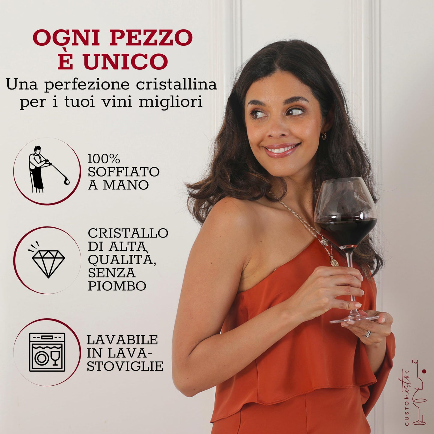 Gusto Nostro Crystal Wine Glasses Set of 4, 22 Oz Long Stem Modern Wine Glasses for White and Red Wine, Dishwasher Safe, Fancy, Elegant, Large and Tall Wine Glass for Wedding Christmas Anniversary