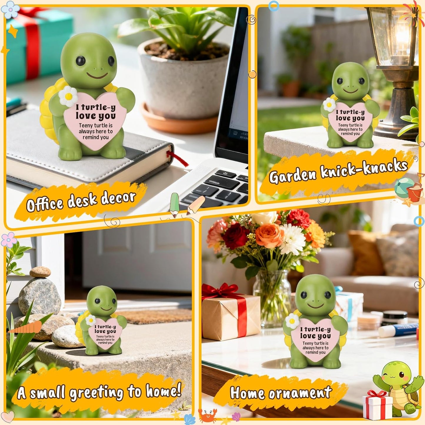 4THFARMES Mini Resin Turtle Figurine - Cute Gift for Couples | Perfect for Anniversary & Birthday Decor