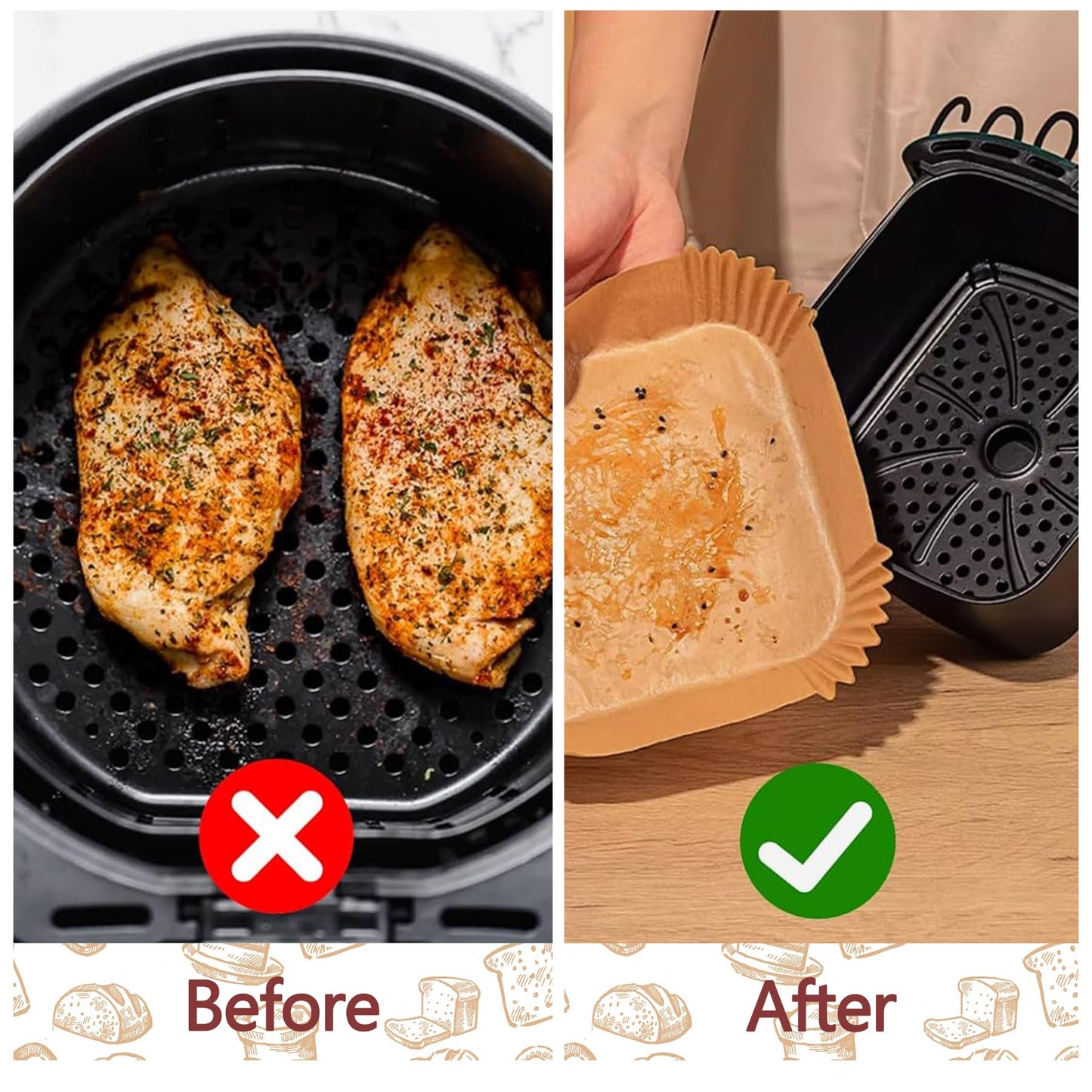 9 Inch Air Fryer Liners Disposable, 125 Pack Parchment Paper Sheets for Air Fryer Basket, Non-Stick, Disposable, Unbleached, Heat Resistant, Fits 5-8 QT Air Fryers, Oil-Free & Healthy Cooking