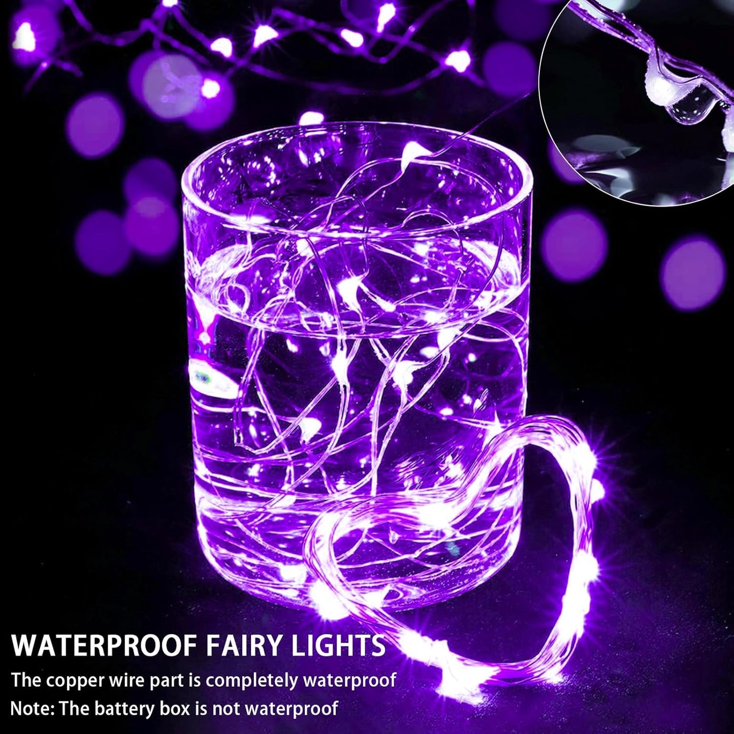 Skiennix 20 LED Purple Fairy Lights - 7Ft Twinkle String Lights | Battery Operated & Waterproof for Weddings, Halloween, Christmas, and Parties