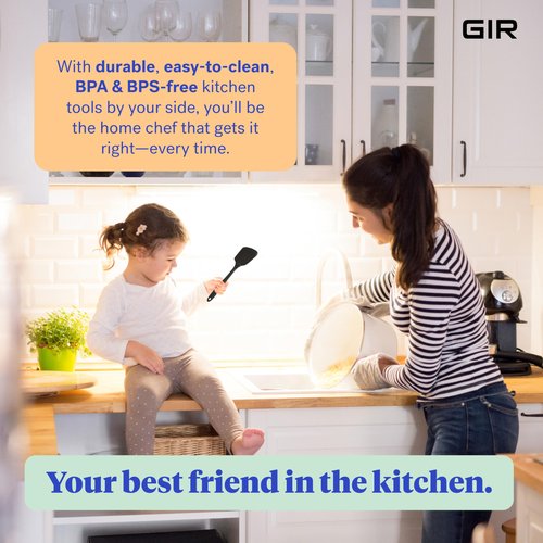GIR: Get It Right Silicone Kitchen Spatula Turner - Non toxic cooking utensils for Nonstick Cookware, Cooking and Baking, Mini Flip - 11IN - Black