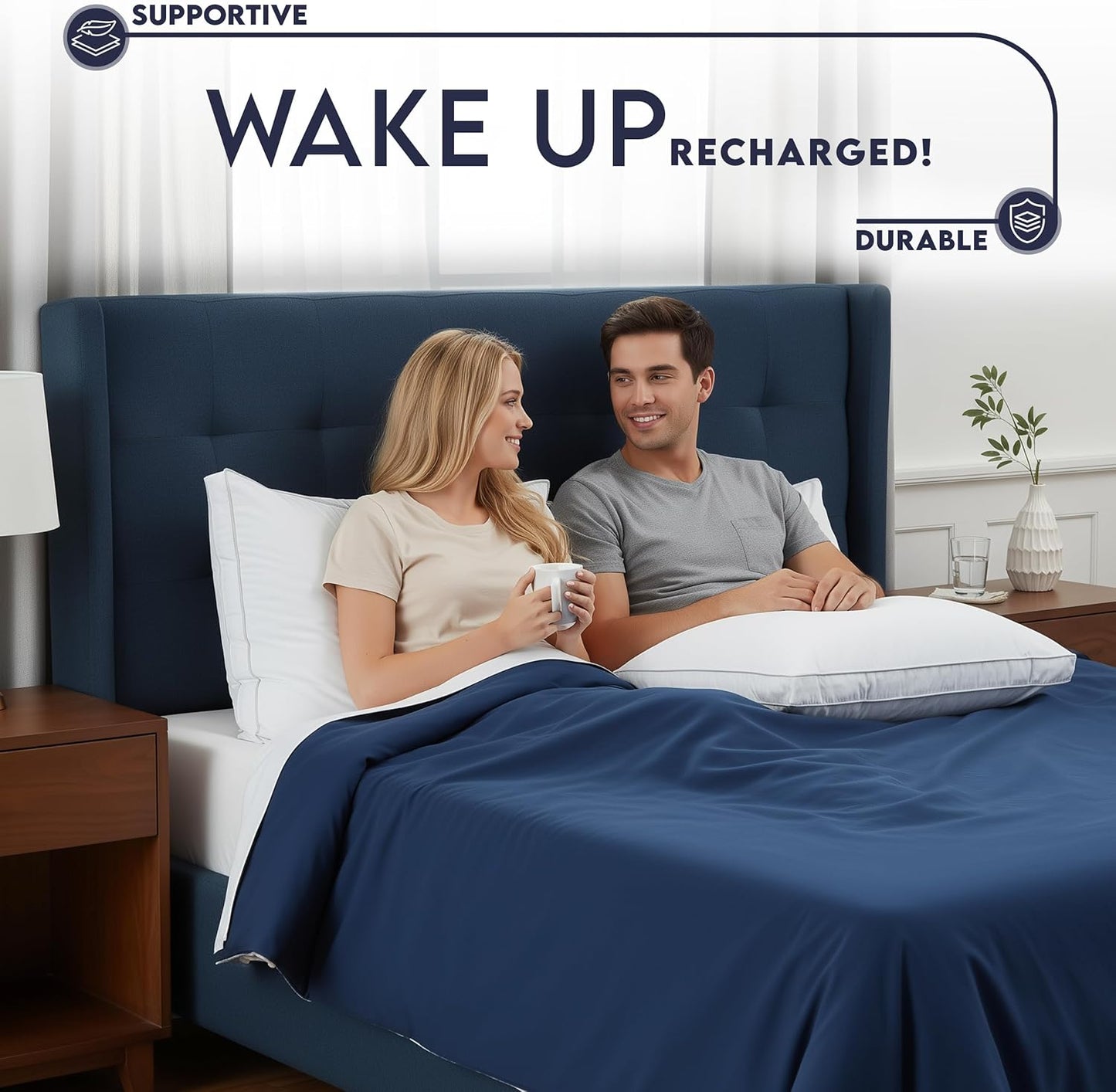 Utopia Bedding King Size Bed Pillows - Soft & Fluffy Down Alternative | Set of 2, Cooling Gusseted Design