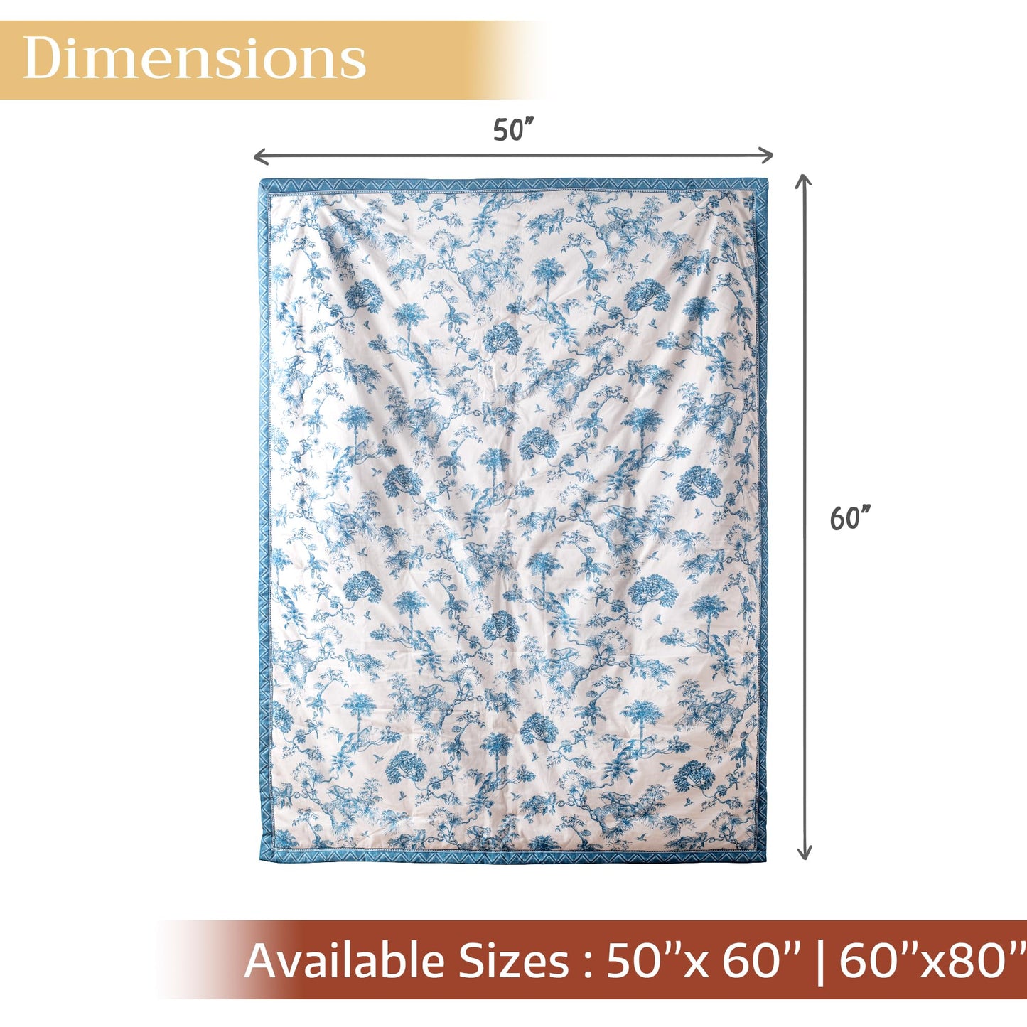 Maison d' Hermine Throw Blanket for Couch Lightweight Soft Warm Breathable Cotton Throw Blankets for Bed Girls Boys Women Men Sofa Living Room Gifts for Mothers Day (50'' X 60'', Bonobo - Blue)