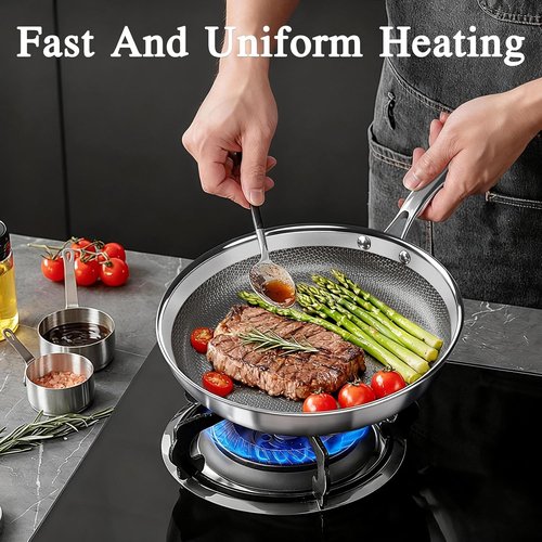 GiPP Tri-Ply Stainless Steel Frying Pan - 10-Inch Nonstick Skillet | Dishwasher & Oven-Safe, Induction Ready