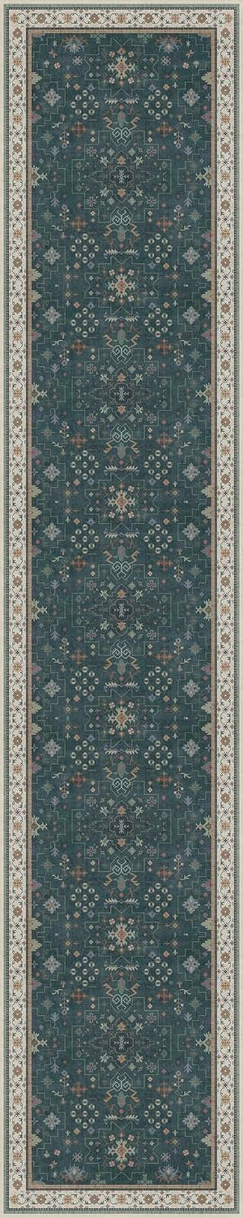 Hazo Haus Vintage Dark Green Hallway Runner Rug - Washable, Non-Slip, 2x10 ft Modern Boho Design