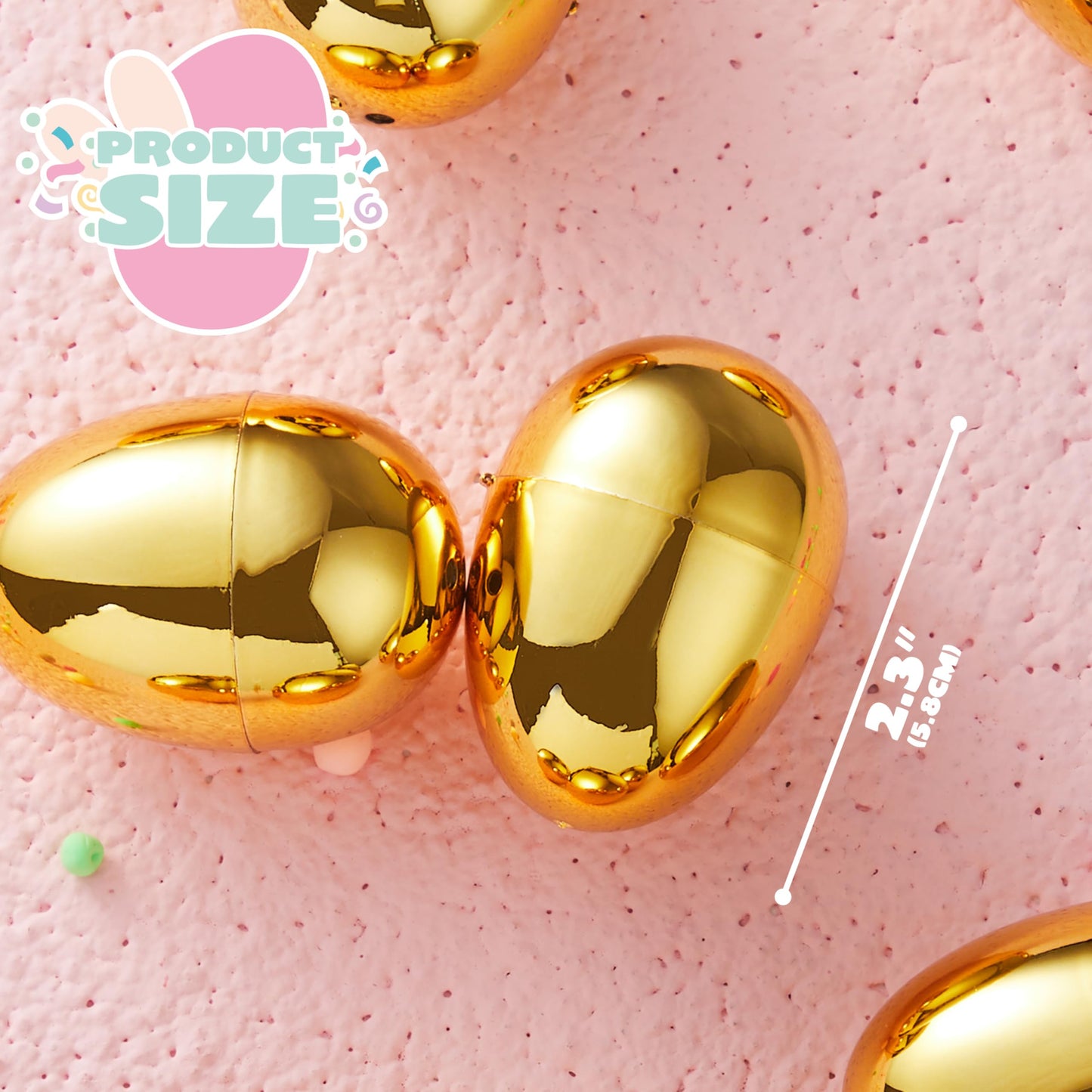 JOYIN 6Pcs Gold Easter Eggs, 2.3" Metallic Plastic Empty Eggs Fillable for Easter Hunt Supplies, Basket Stuffers, Toys Filling Treats, Party Favor