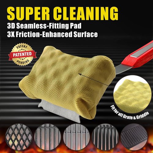 GRILLART Grill Brush - Bristle-Free BBQ Cleaner with Replaceable Head | Safe for Cast Iron & Stainless Steel Grates - Red