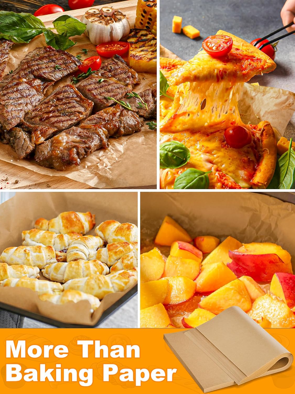 SMARTAKE Parchment Paper Baking Sheets - 200 Pcs Non-Stick Precut, 8x12 Inches for Baking & Grilling