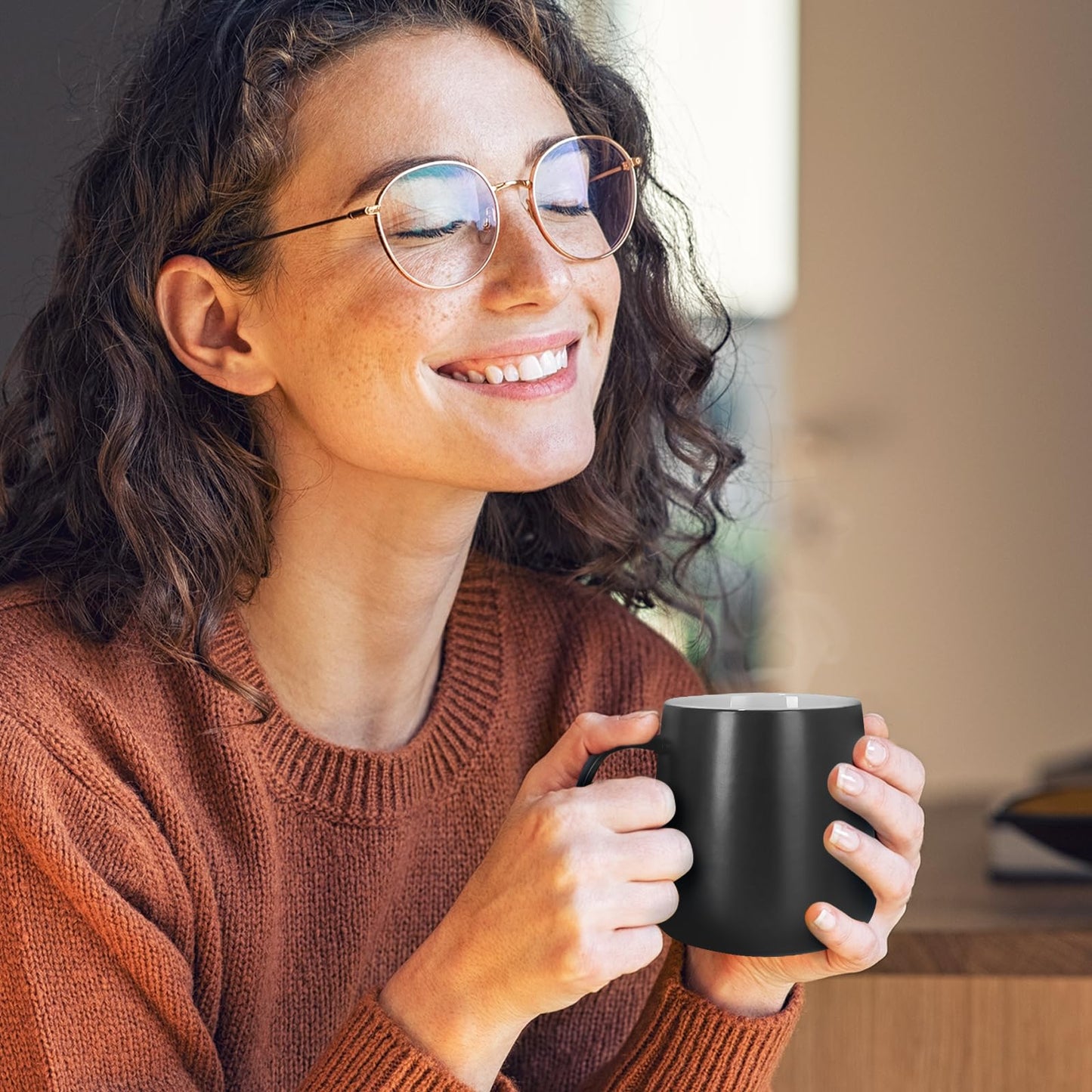 APEKX Warm Cup Coffee Mug Warmer Set - Smart Stable Constant Temperature 131°F, 15W Wireless Charging, 12.8 oz Capacity - Supports USB-C Interface, Automatic Power On/Off Function (4 H). (Tangerine)
