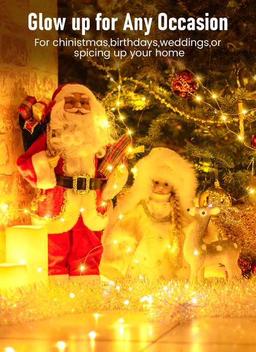 Fairy Lights with Remote, 66ft 200 LED USB Powered Twinkle Lights with Timer, Waterproof Silver Wire String Lights for Indoor Outdoor Wreath Wall Dorm Bedroom Mason Jar Christmas Tree Decoration