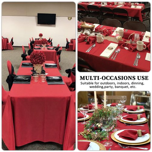 Heneger CozRhythm 8 Pack Red Tablecloth 60 x 126 Inch Rectangular Table Cloth for 8 Foot Rectangle Tables, Wrinkle Resistant Washable Polyester Fabric for Holiday Buffet Wedding Party and Banquet