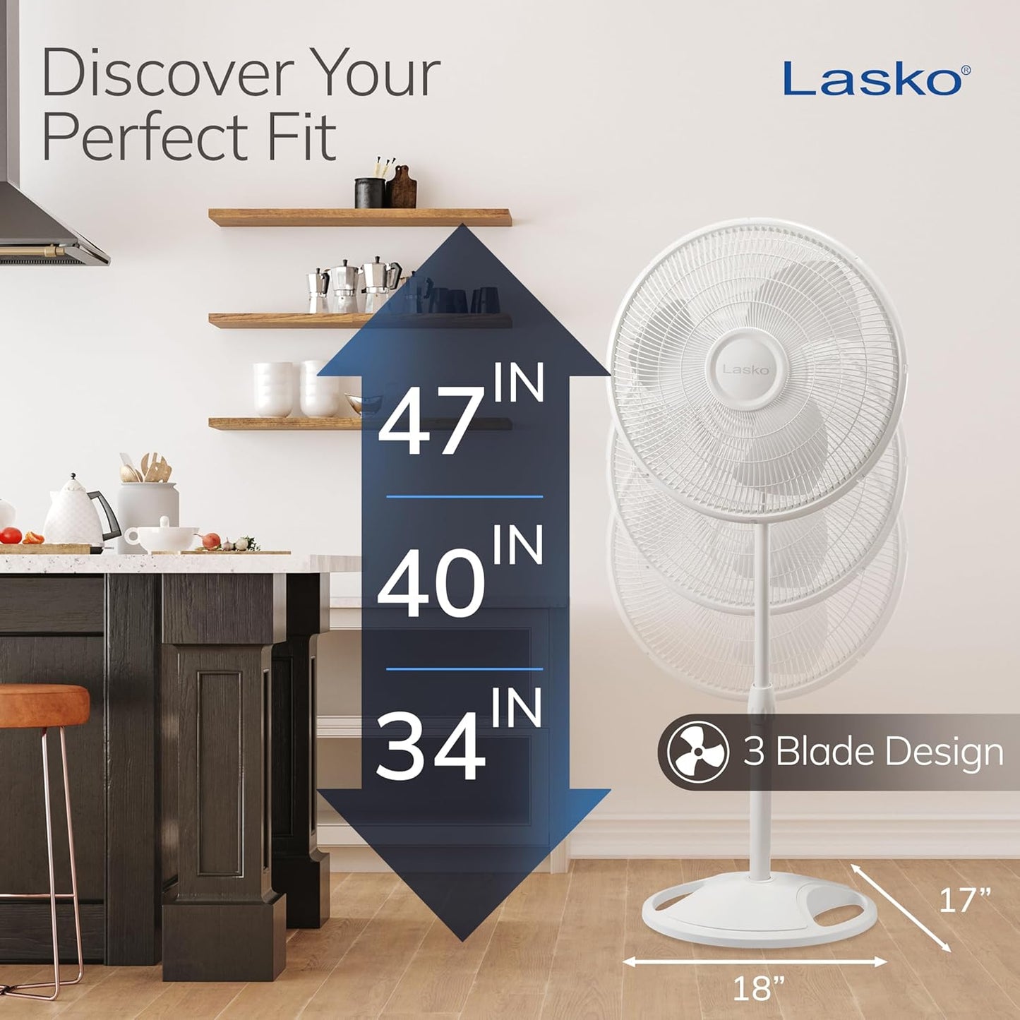 Lasko 2520 16-Inch Oscillating Stand Fan - Powerful Cooling in Sleek White Design