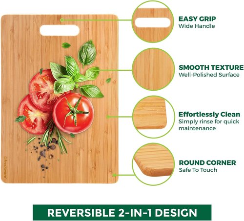 Freshware Bamboo Cutting Board Set - Knife Friendly, Lightweight & Easy Storage | 3 Wooden Boards