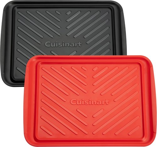 Cuisinart BBQ Grilling Prep & Serve Trays - 17x10.5 Inch, Dishwasher Safe, Black & Red, Ideal for Meat
