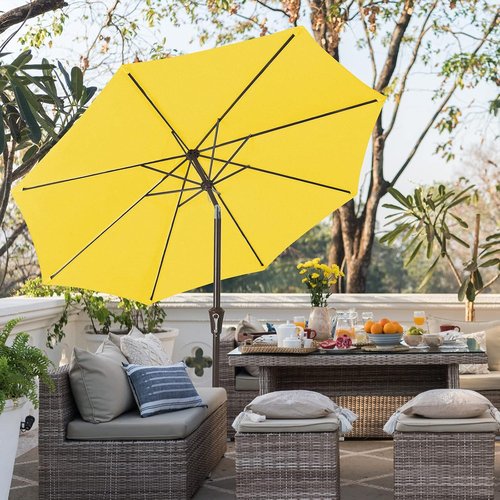 JEAREY 9FT Outdoor Patio Umbrella - UV Protection & Waterproof with Push Button Tilt | Yellow Market Umbrella
