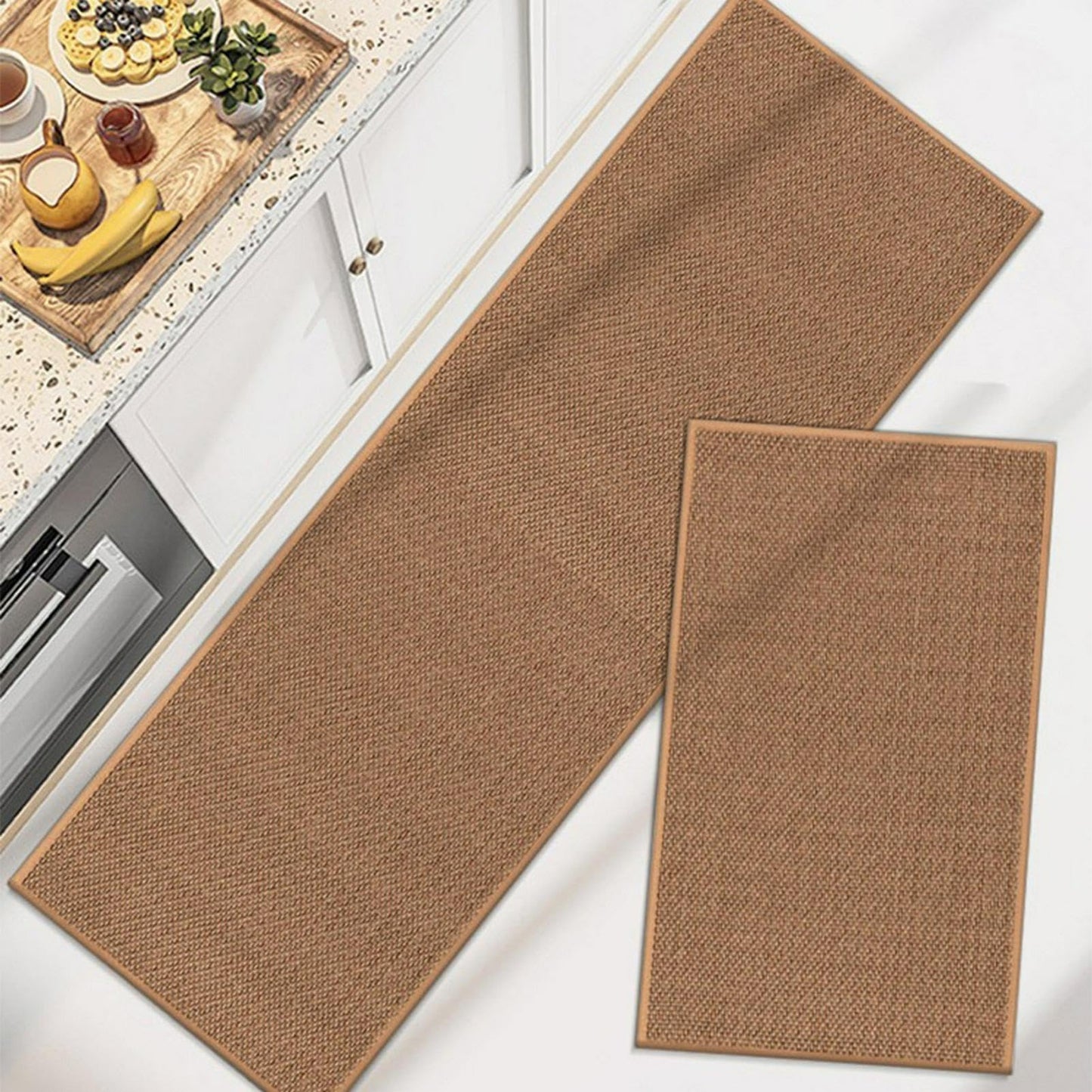 iayokocc Kitchen Mats, Non Slip, Foldable Linen Porch Water Absorbent Laundry Rooms Front Sink Kitchen Floor Mats Carpet for Bathroom, Laundry Room, Office
