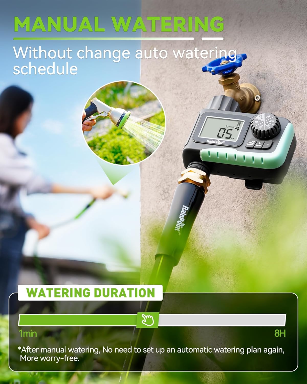 RAINPOINT Sprinkler Timer - Programmable Water Timer for Garden Hose | Digital Irrigation System for Lawn & Yard