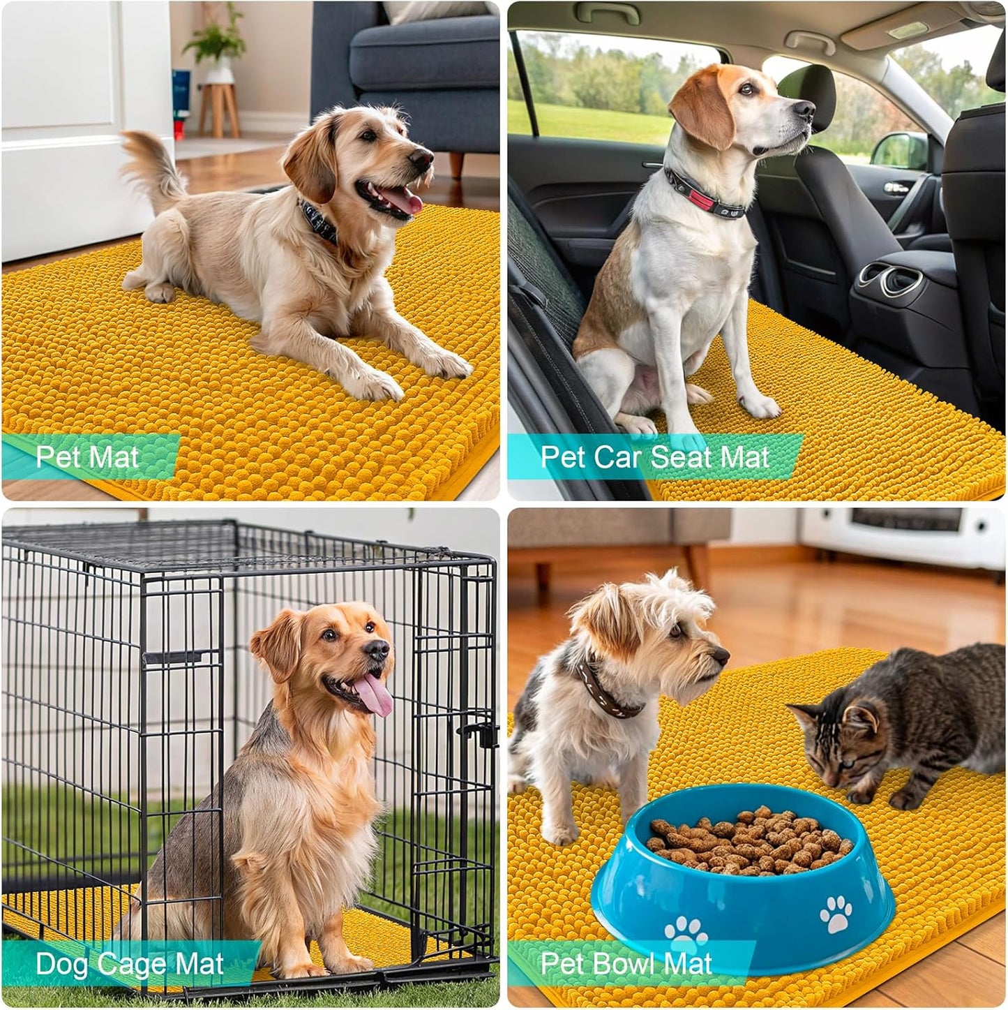 OLANLY Dog Door Mat - Absorbent Non-Slip Mud Mat for Indoor Use | 47x20 Inches in Golden Yellow