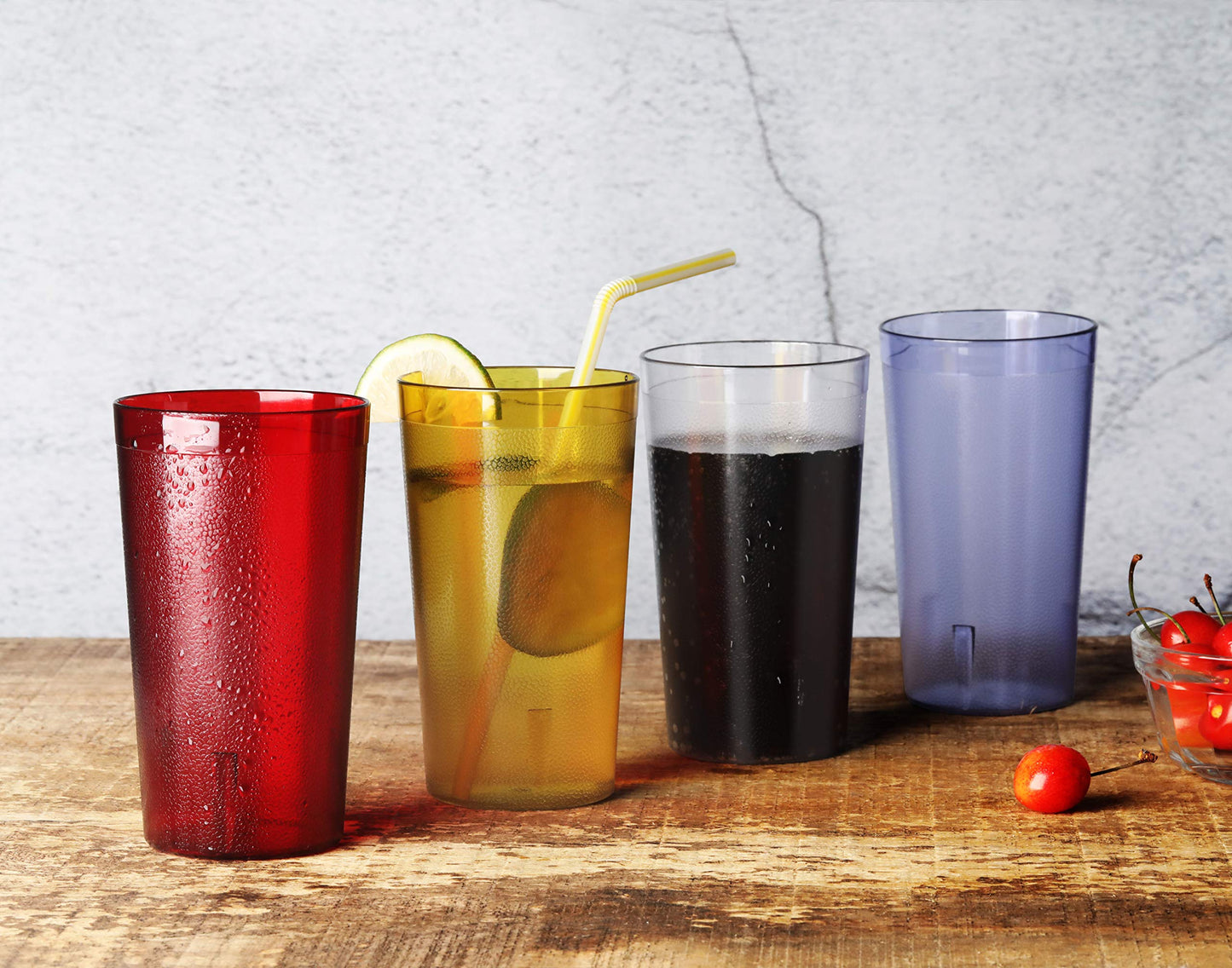 New Star Foodservice Restaurant-Grade Polycarbonate Beverage Tumblers, 12 oz, Blue, Set of 12