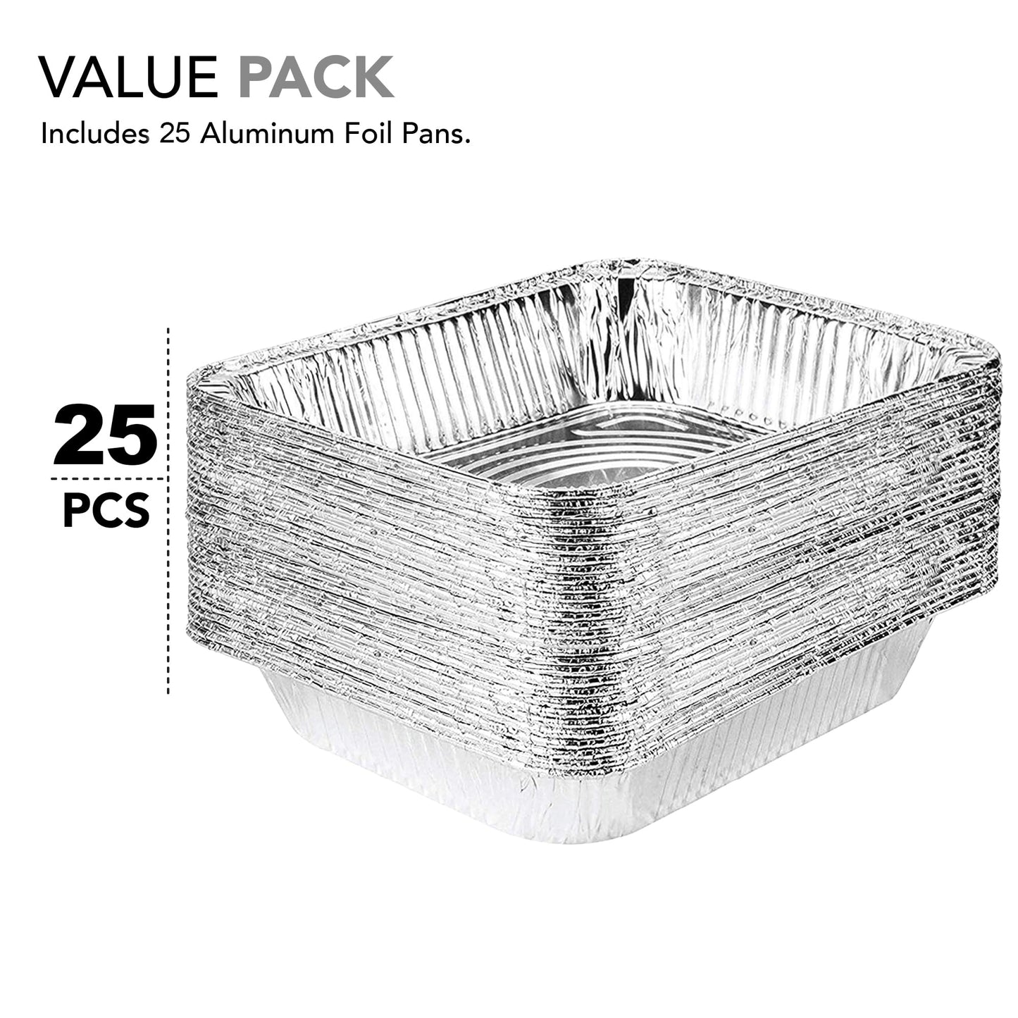 Stock Your Home Aluminum 9x13 Disposable Foil (25 Pack) – Half Size Deep Steam Table for Cooking, Heating, Storing, Prepping Food