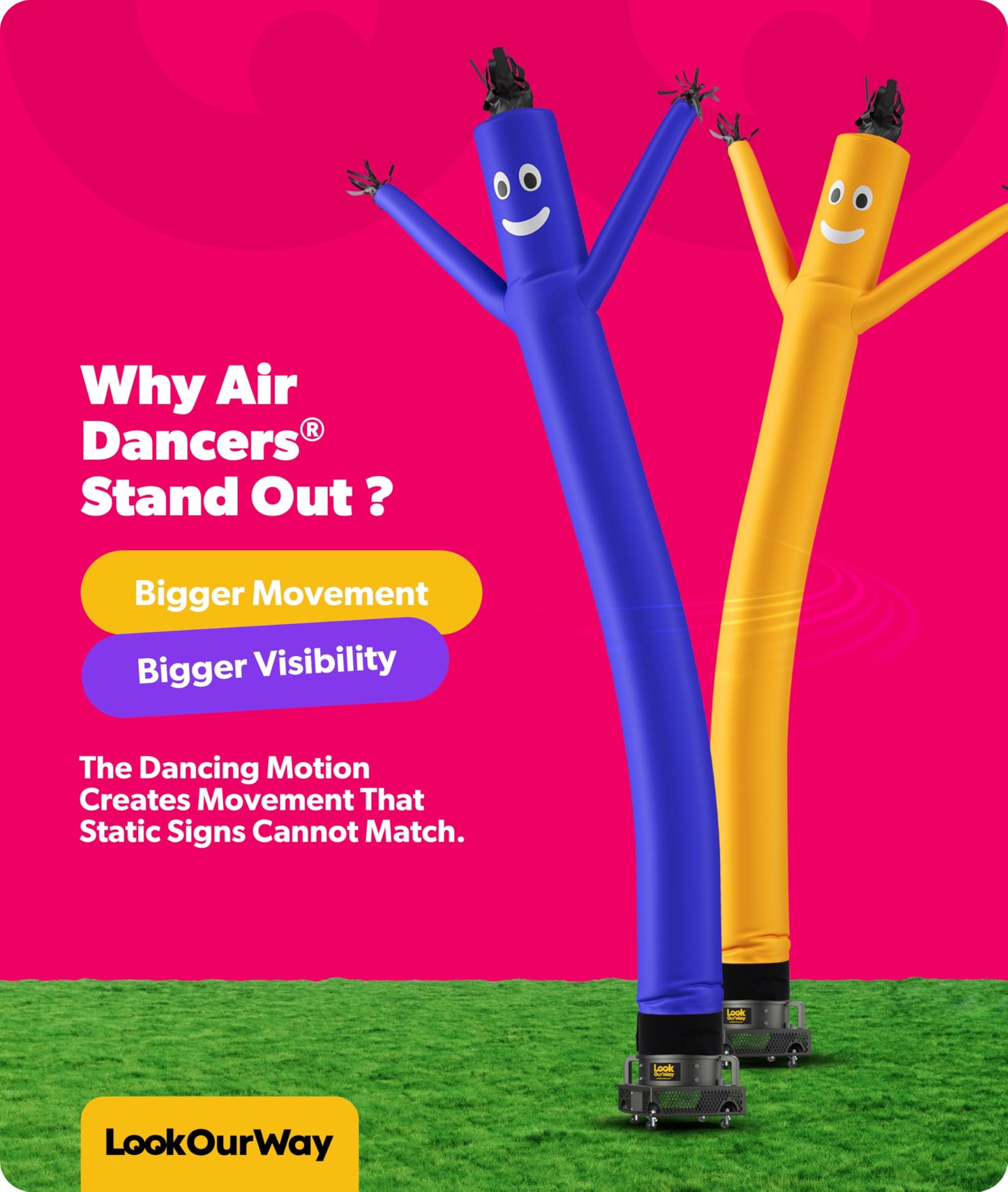 LookOurWay Air Dancers Inflatable Tube Man Attachment - 20 Feet Tall Wacky Waving Inflatable Dancing Tube Guy for Business Promotion - Blower Not Included - Blue