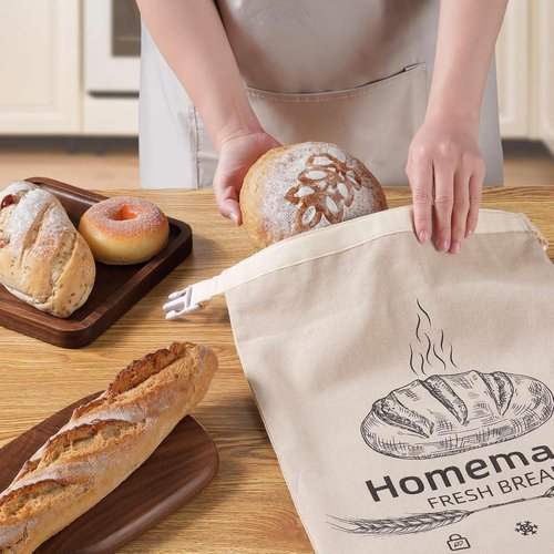 Beeswax Bread Bags by [Brand Name] - Reusable Organic Linen for Sourdough | 17 x 12.6 Inches - Freshness Preservation & Freezer-Friendly