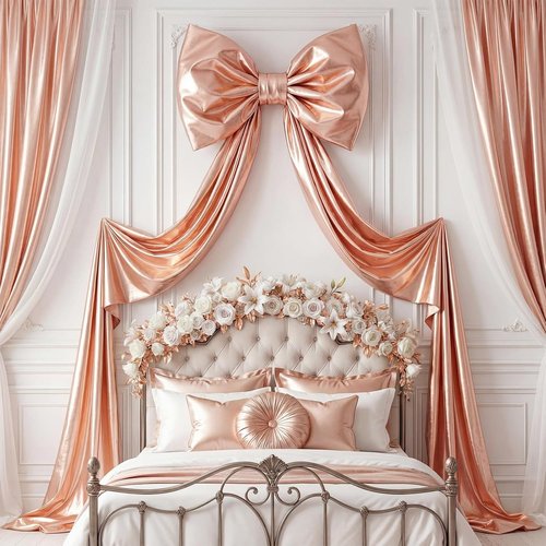 Giant Shiny Bow Decoration - 82 Inches Extra Large Rose Gold Bow with Metal Clip & Wire Support for Weddings, Parties, and Home Decor