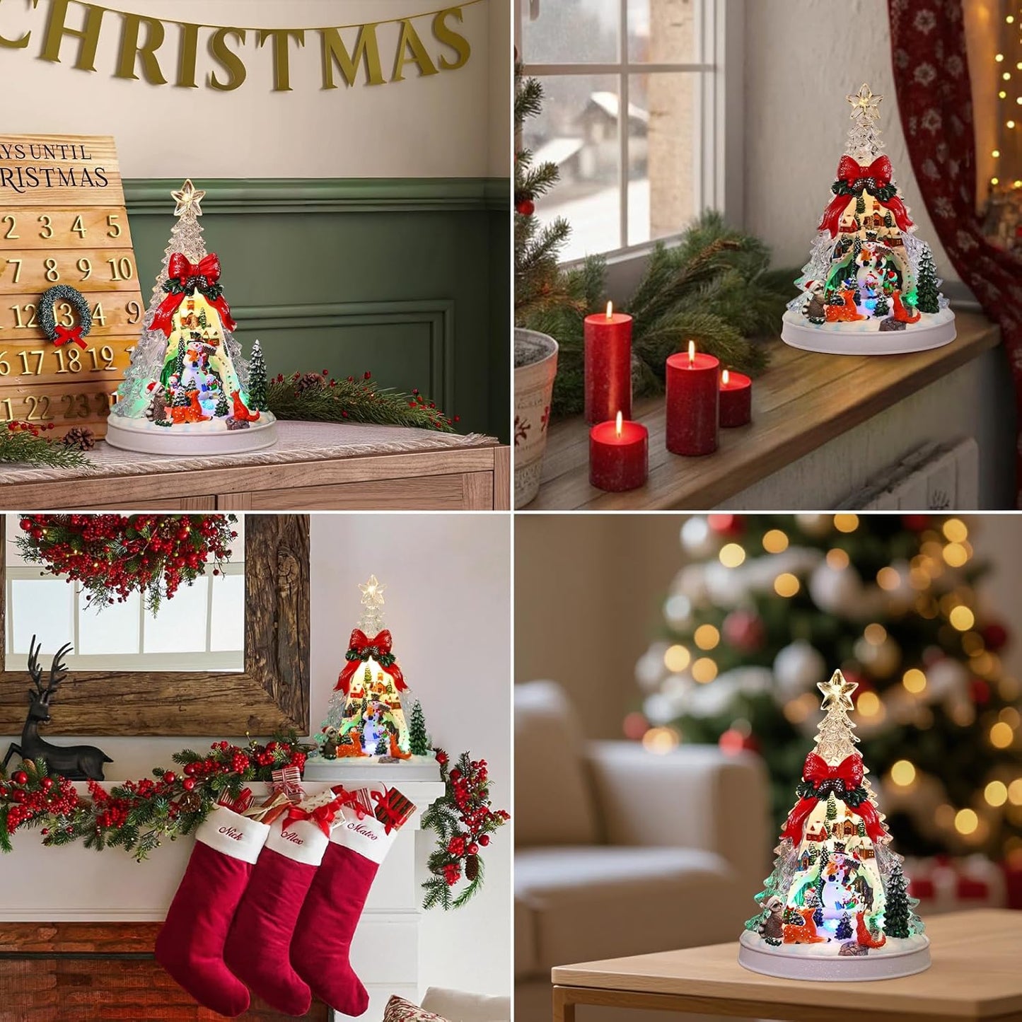 Priddop Christmas Village Scene - Animated Rotating Snowman with LED Lights & Music | Collectible Decor