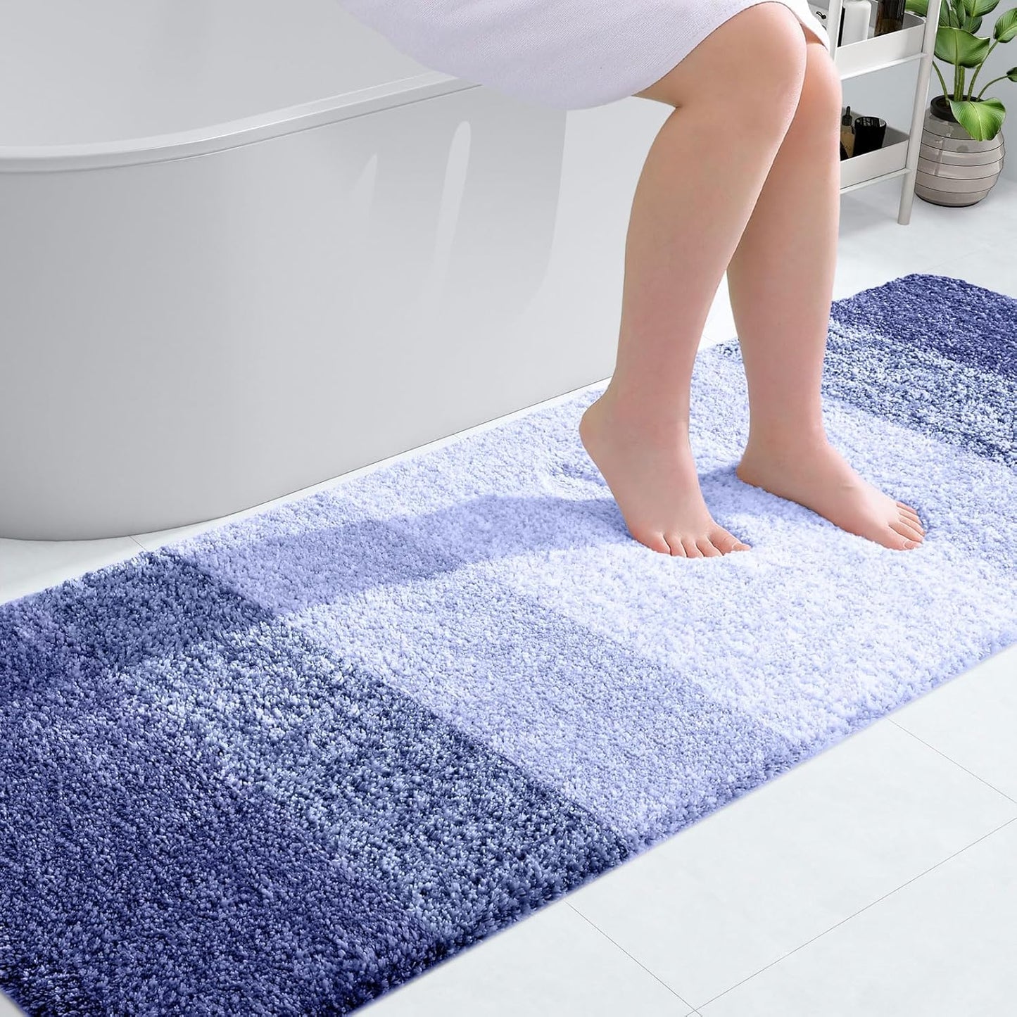 OLANLY Bathroom Runner Rug - Extra Soft Microfiber Mat | Quick Dry, Washable, 70x24, Blue-Violet