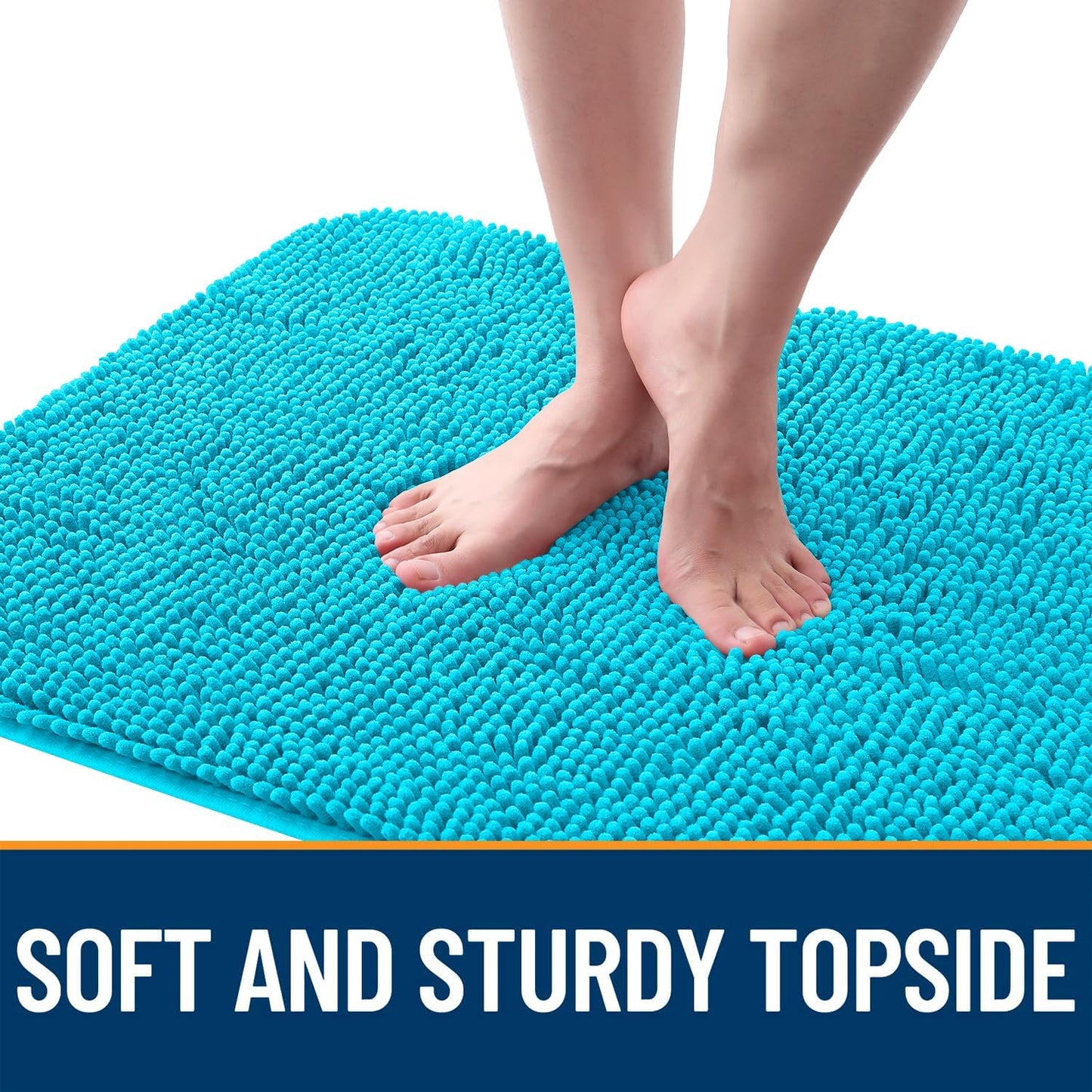 OLANLY Dog Door Mat - Absorbent Non-Slip Mud Mat for Indoor Use | Aqua Blue, 59x20 Inches