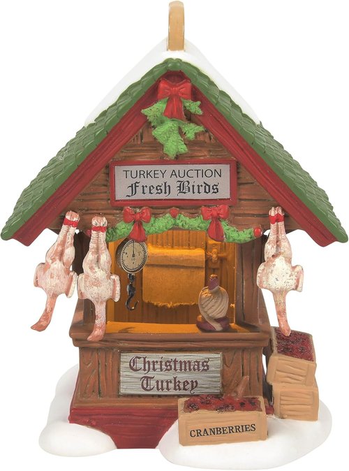 Department 56 Dickens Village | Dressed for the Turkey Auction Lit Building & Figurine Set - 4.8 Inch, Multicolor