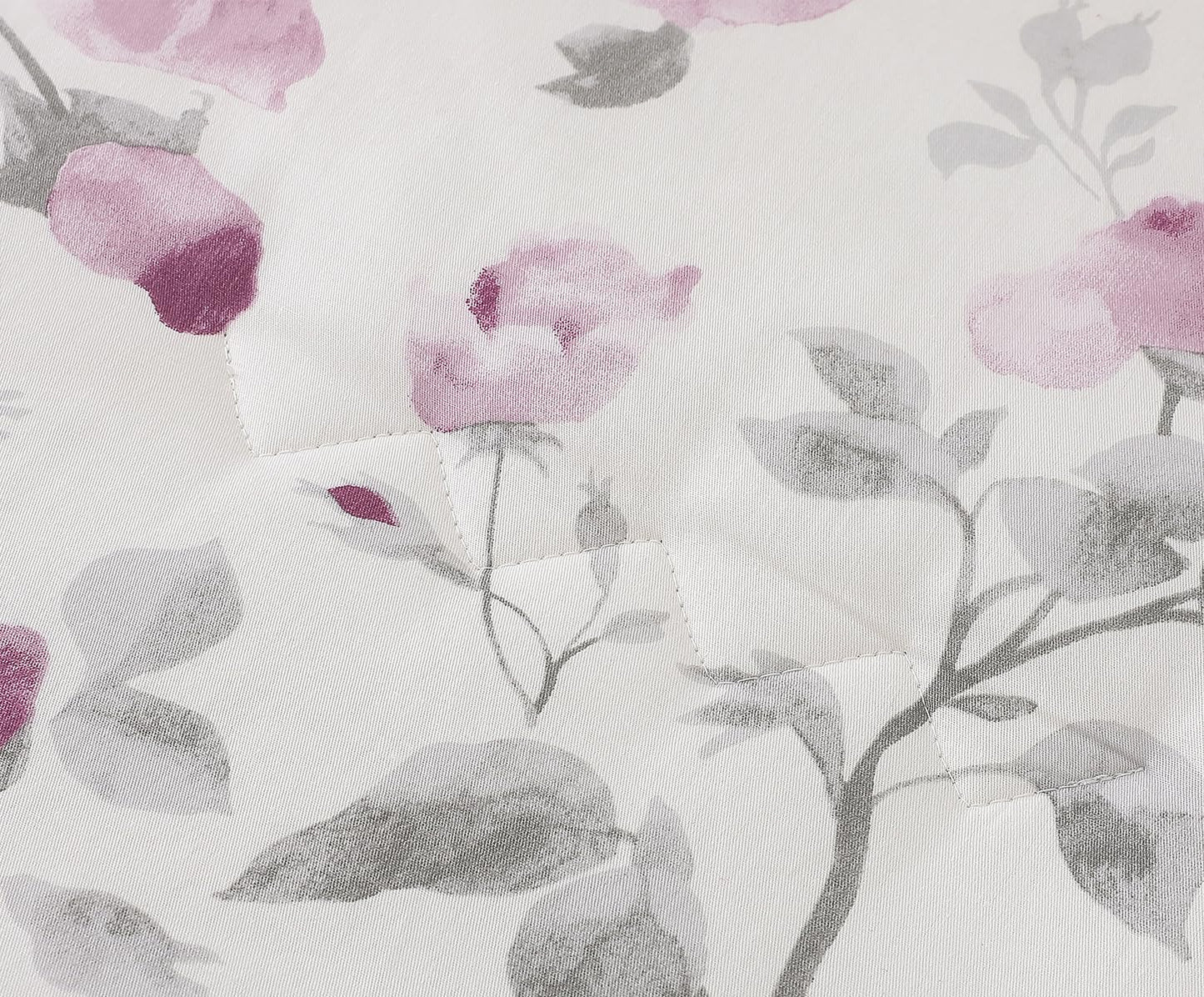 SLEEPBELLA Comforter Twin Size, 600 Thread Count Cotton White Print with Purple Flowers Reversible Comforter Sets, Down Alternative Bedding Set 2Pcs(Twin, Purple Floral)