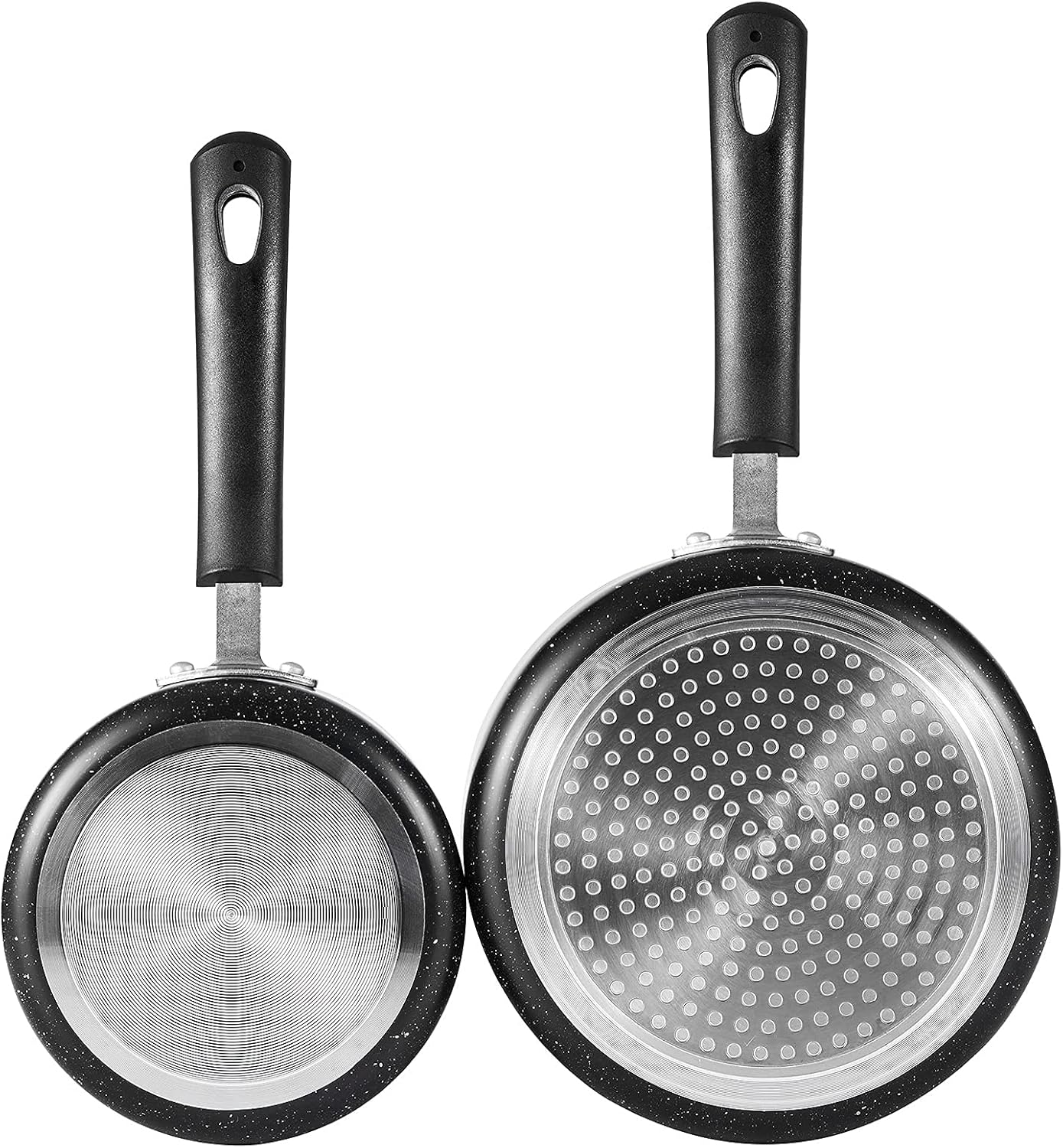 Skiennix Nonstick Saucepan Set - 1Qt & 2Qt Pots with Glass Lids for Effortless Cooking