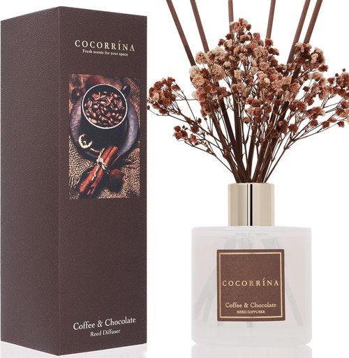 Cocorrína Reed Diffuser Set - Coffee & Chocolate Scented Home Fragrance | Perfect for Bathroom Decor