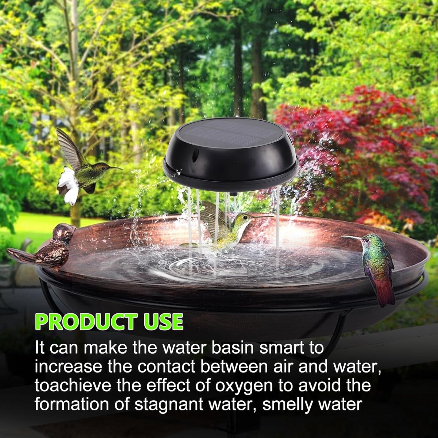 Skiennix Solar Bird Bath Swing Device - Stainless Steel Bubble Enhancer for Garden Ponds & Pools