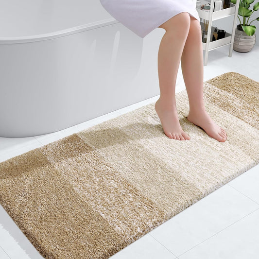 OLANLY Large Bathroom Rug Mat - Extra Soft Microfiber, Quick Dry, Machine Washable | 40x24, Tan