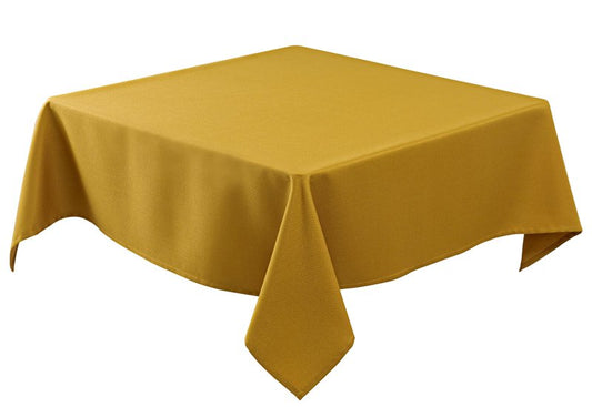 Biscaynebay Textured Fabric Christmas Square Table Cloth 60x60 Inches, Gold Water Resistant Tablecloths for Dining, Kitchen, Wedding and Parties etc. Machine Washable