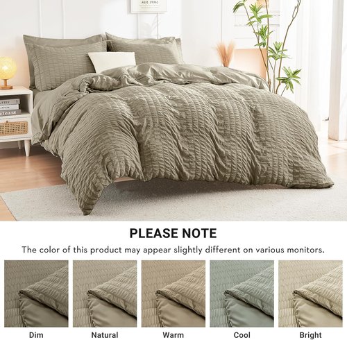 HYMOKEGE Twin XL Comforter Set - Luxury 5-Piece All-Season Bedding in Seersucker Design